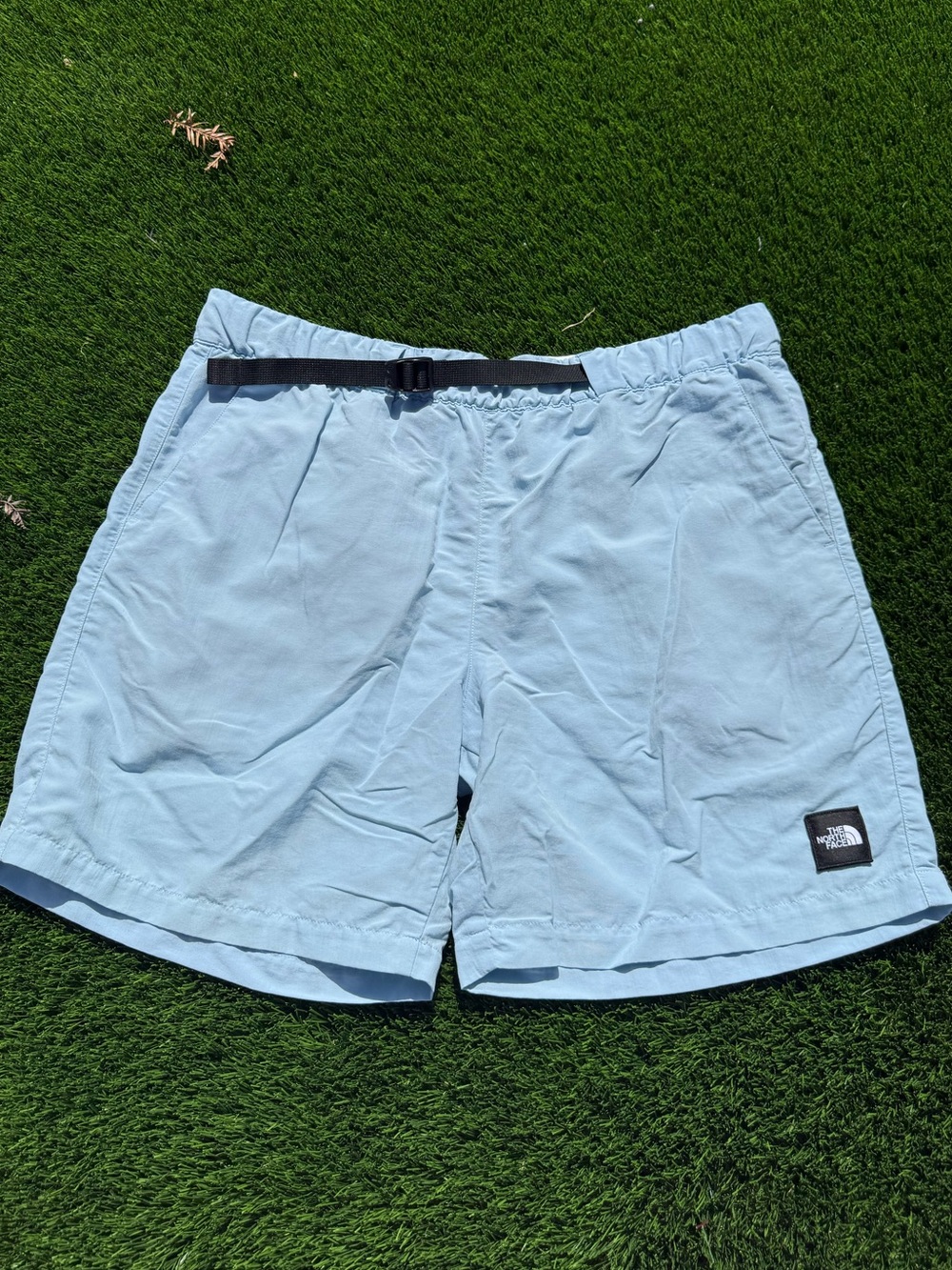 The North Face Light Blue & White Men's Outdoor Shorts